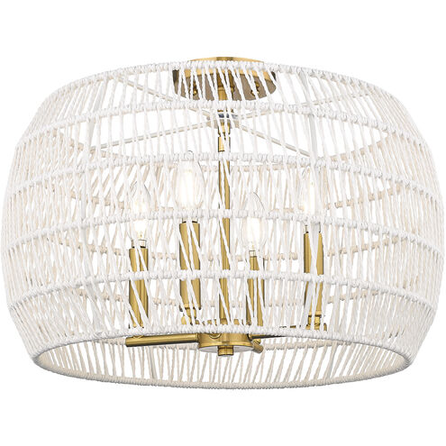 Ellie 4 Light 19 inch Modern Brushed Gold Semi-Flush Ceiling Light